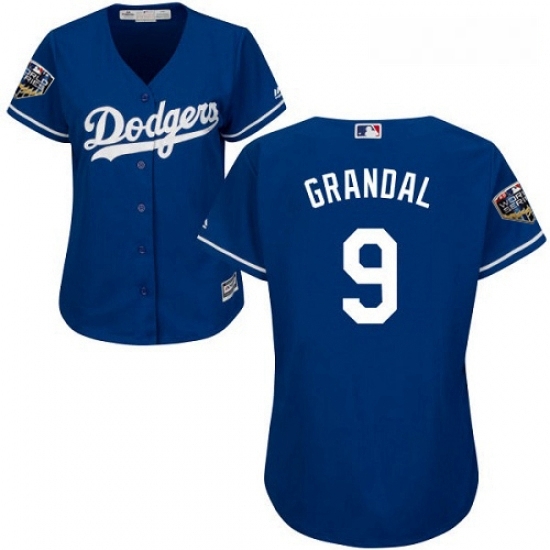 Womens Majestic Los Angeles Dodgers 9 Yasmani Grandal Authentic Royal Blue Alternate Cool Base 2018 World Series MLB Jersey Womens Majestic Los Angeles Dodgers 9 Yasmani Grandal Authentic Royal Blue Alternate Cool Base 2018 World Series MLB Jersey
