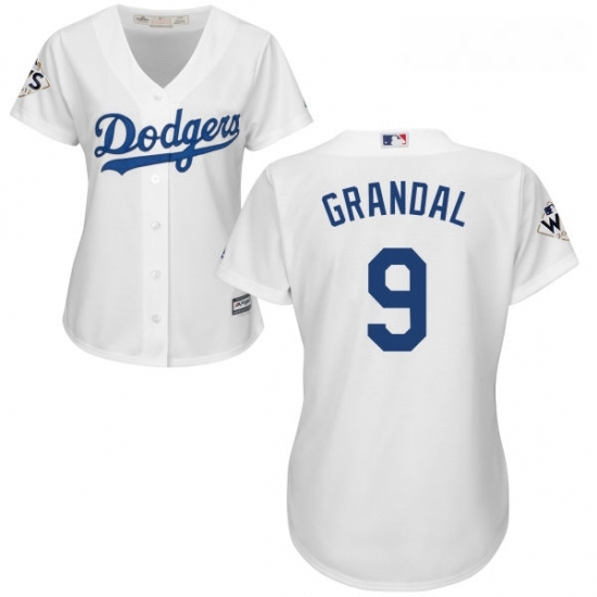 Womens Majestic Los Angeles Dodgers 9 Yasmani Grandal Replica White Home 2017 World Series Bound Cool Base MLB Jersey Womens Majestic Los Angeles Dodgers 9 Yasmani Grandal Replica White Home 2017 World Series Bound Cool Base MLB Jersey
