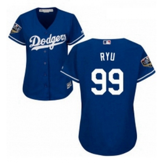 Womens Majestic Los Angeles Dodgers 99 Hyun Jin Ryu Authentic Royal Blue Alternate Cool Base 2018 World Series MLB Jersey Womens Majestic Los Angeles Dodgers 99 Hyun Jin Ryu Authentic Royal Blue Alternate Cool Base 2018 World Series MLB Jersey