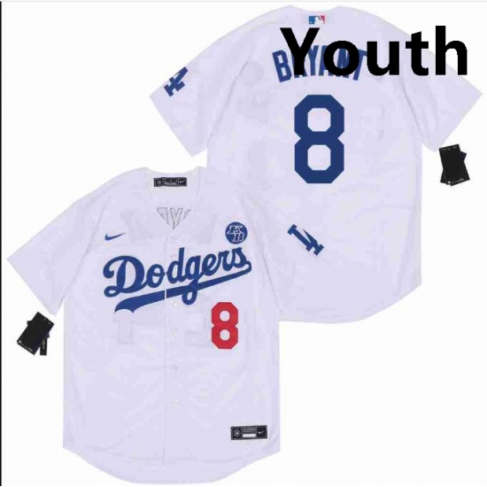Youth Dodgers 8 Kobe Bryant White Cool Base Stitched MLB Jersey Youth Dodgers 8 Kobe Bryant White Cool Base Stitched MLB Jersey