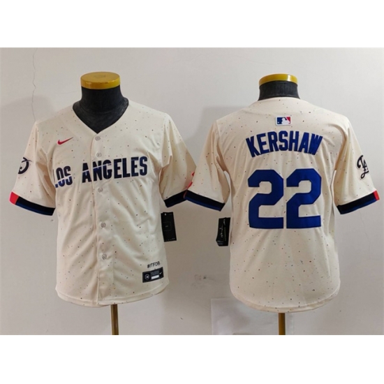 Youth Los Angeles Dodgers 22 Clayton Kershaw Cream Stitched Baseball Jersey Youth Los Angeles Dodgers 22 Clayton Kershaw Cream Stitched Baseball Jersey