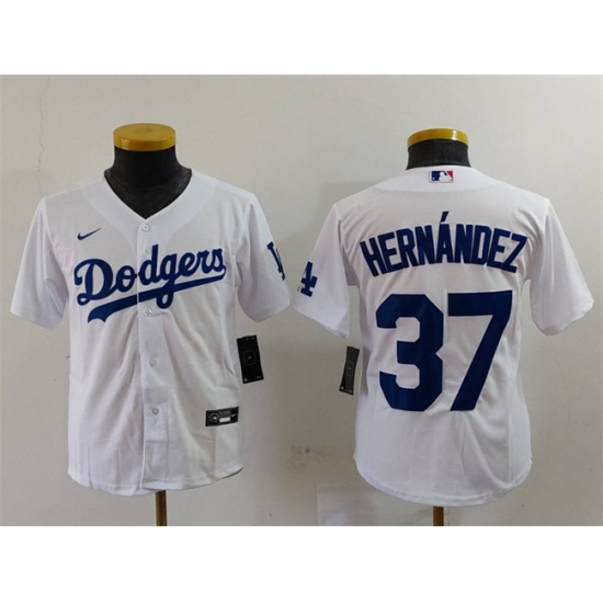 Youth Los Angeles Dodgers 37 Teoscar Hernandez White Stitched Baseball Jersey Youth Los Angeles Dodgers 37 Teoscar Hernandez White Stitched Baseball Jersey
