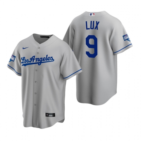 Youth Los Angeles Dodgers 9 Gavin Lux Gray 2020 World Series Champions Road Replica Jersey Youth Los Angeles Dodgers 9 Gavin Lux Gray 2020 World Series Champions Road Replica Jersey