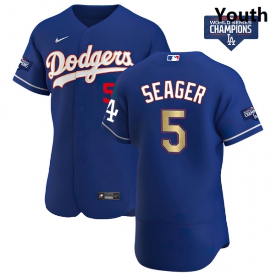 Youth Los Angeles Dodgers Corey Seager 5 Gold Program Designed Edition Blue Flex Base Stitched Jersey Youth Los Angeles Dodgers Corey Seager 5 Gold Program Designed Edition Blue Flex Base Stitched Jersey