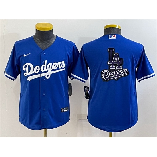 Youth Los Angeles Dodgers Royal Team Big Logo Stitched Baseball Jersey Youth Los Angeles Dodgers Royal Team Big Logo Stitched Baseball Jersey