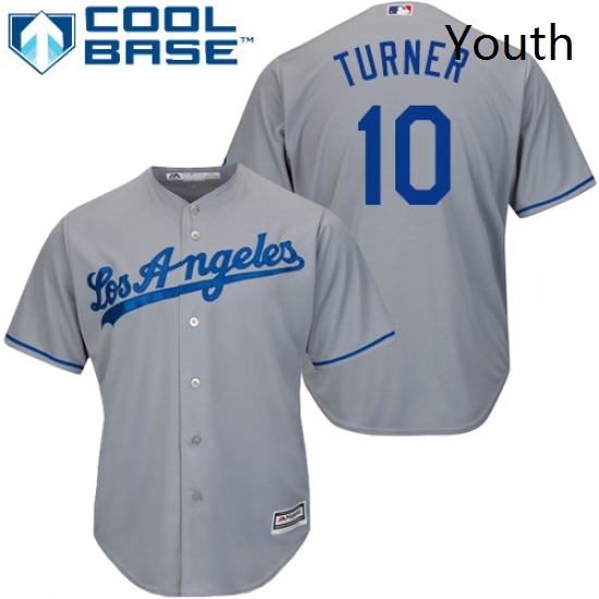 Youth Majestic Los Angeles Dodgers 10 Justin Turner Replica Grey Road Cool Base MLB Jersey Youth Majestic Los Angeles Dodgers 10 Justin Turner Replica Grey Road Cool Base MLB Jersey