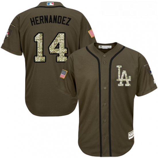 Youth Majestic Los Angeles Dodgers 14 Enrique Hernandez Replica Green Salute to Service MLB Jersey Youth Majestic Los Angeles Dodgers 14 Enrique Hernandez Replica Green Salute to Service MLB Jersey
