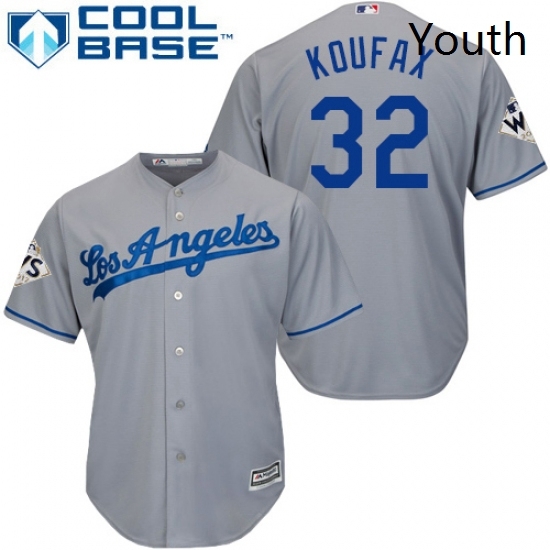 Youth Majestic Los Angeles Dodgers 32 Sandy Koufax Authentic Grey Road 2017 World Series Bound Cool Base MLB Jersey Youth Majestic Los Angeles Dodgers 32 Sandy Koufax Authentic Grey Road 2017 World Series Bound Cool Base MLB Jersey