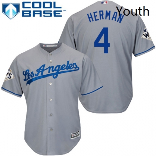 Youth Majestic Los Angeles Dodgers 4 Babe Herman Authentic Grey Road 2017 World Series Bound Cool Base MLB Jersey Youth Majestic Los Angeles Dodgers 4 Babe Herman Authentic Grey Road 2017 World Series Bound Cool Base MLB Jersey