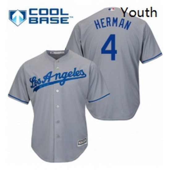 Youth Majestic Los Angeles Dodgers 4 Babe Herman Replica Grey Road Cool Base MLB Jersey Youth Majestic Los Angeles Dodgers 4 Babe Herman Replica Grey Road Cool Base MLB Jersey