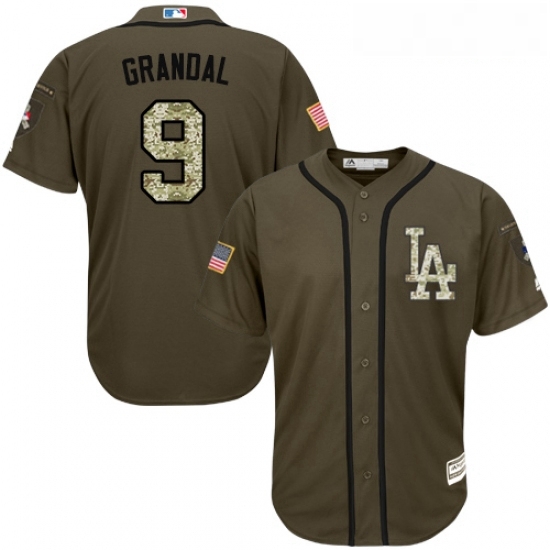 Youth Majestic Los Angeles Dodgers 9 Yasmani Grandal Replica Green Salute to Service MLB Jersey Youth Majestic Los Angeles Dodgers 9 Yasmani Grandal Replica Green Salute to Service MLB Jersey