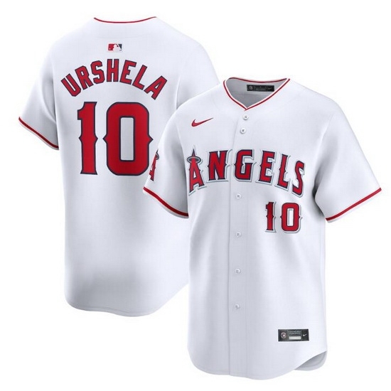 Men Los Angeles Angels 10 Gio Urshela White Home Limited Stitched Baseball Jersey Men Los Angeles Angels 10 Gio Urshela White Home Limited Stitched Baseball Jersey