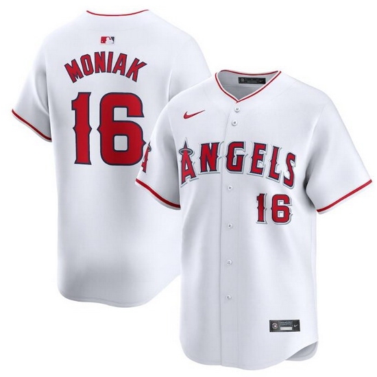 Men Los Angeles Angels 16 Mickey Moniak White Home Limited Stitched Baseball Jersey Men Los Angeles Angels 16 Mickey Moniak White Home Limited Stitched Baseball Jersey