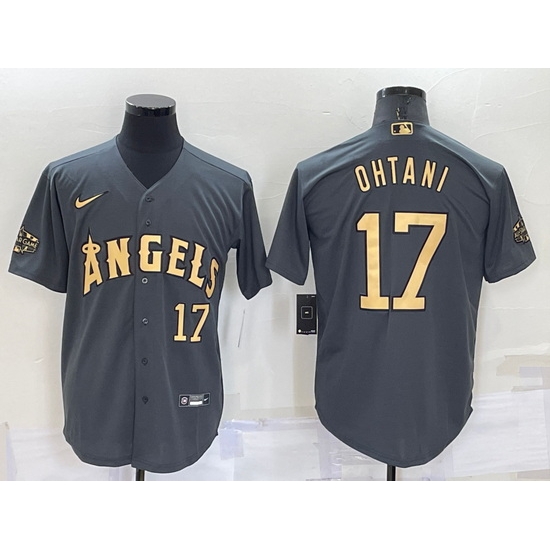 Men Los Angeles Angels 17 Shohei Ohtani 2022 All Star Charcoal Cool Base Stitched Jersey Men Los Angeles Angels 17 Shohei Ohtani 2022 All Star Charcoal Cool Base Stitched Jersey