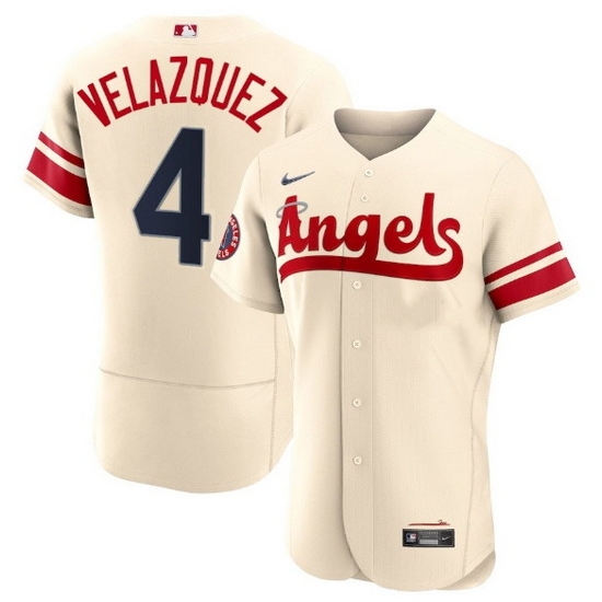 Men Los Angeles Angels 4 Andrew Velazquez 2022 Cream City Connect Flex Base Stitched Jerseyy Men Los Angeles Angels 4 Andrew Velazquez 2022 Cream City Connect Flex Base Stitched Jerseyy