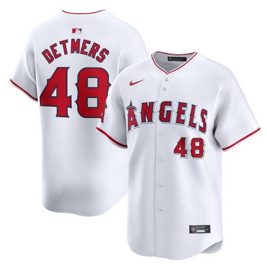 Men Los Angeles Angels 48 Reid Detmers White Home Limited Stitched Baseball Jersey Men Los Angeles Angels 48 Reid Detmers White Home Limited Stitched Baseball Jersey