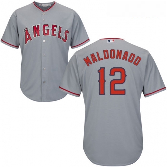 Mens Majestic Los Angeles Angels of Anaheim 12 Martin Maldonado Replica Grey Road Cool Base MLB Jersey Mens Majestic Los Angeles Angels of Anaheim 12 Martin Maldonado Replica Grey Road Cool Base MLB Jersey