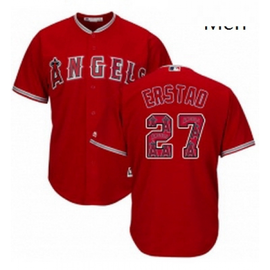 Mens Majestic Los Angeles Angels of Anaheim 27 Darin Erstad Authentic Red Team Logo Fashion Cool Base MLB Jersey Mens Majestic Los Angeles Angels of Anaheim 27 Darin Erstad Authentic Red Team Logo Fashion Cool Base MLB Jersey