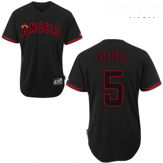 Mens Majestic Los Angeles Angels of Anaheim 5 Albert Pujols Replica Black Fashion MLB Jersey Mens Majestic Los Angeles Angels of Anaheim 5 Albert Pujols Replica Black Fashion MLB Jersey