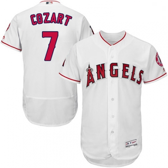 Mens Majestic Los Angeles Angels of Anaheim 7 Zack Cozart White Home Flex Base Collection 2018 World Series Jersey Mens Majestic Los Angeles Angels of Anaheim 7 Zack Cozart White Home Flex Base Collection 2018 World Series Jersey