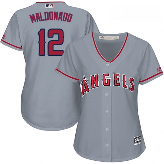 Womens Majestic Los Angeles Angels of Anaheim 12 Martin Maldonado Authentic Grey Road Cool Base MLB Jersey Womens Majestic Los Angeles Angels of Anaheim 12 Martin Maldonado Authentic Grey Road Cool Base MLB Jersey