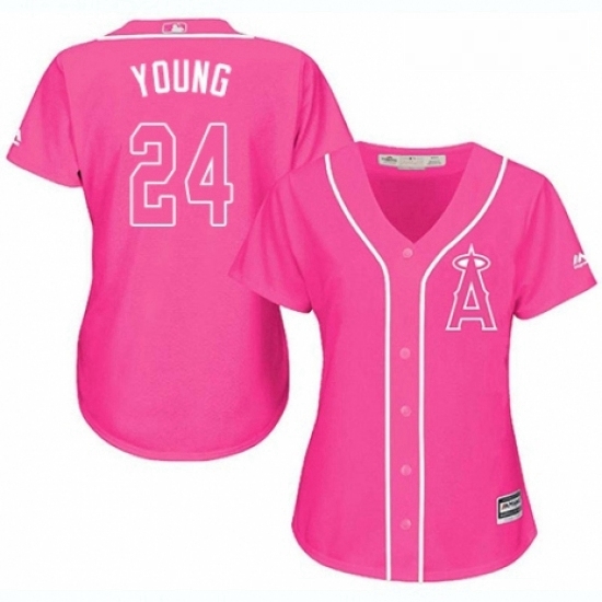 Womens Majestic Los Angeles Angels of Anaheim 24 Chris Young Authentic Pink Fashion MLB Jersey Womens Majestic Los Angeles Angels of Anaheim 24 Chris Young Authentic Pink Fashion MLB Jersey