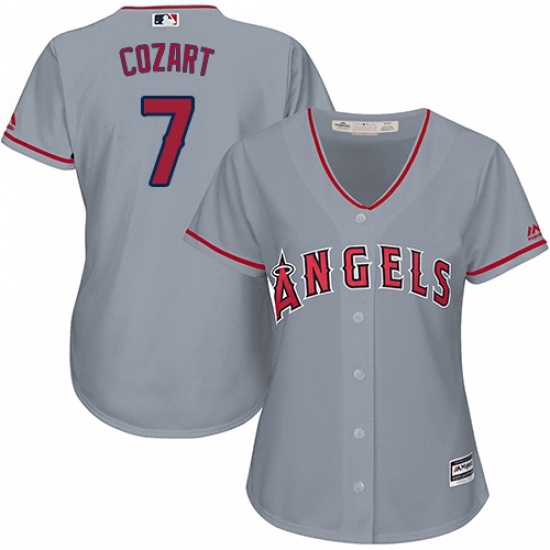 Womens Majestic Los Angeles Angels of Anaheim 7 Zack Cozart Replica Grey Road Cool Base MLB Jersey Womens Majestic Los Angeles Angels of Anaheim 7 Zack Cozart Replica Grey Road Cool Base MLB Jersey