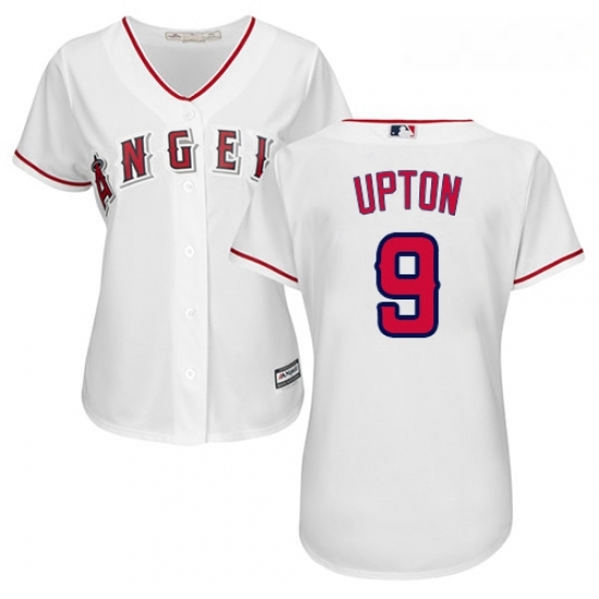 Womens Majestic Los Angeles Angels of Anaheim 9 Justin Upton Authentic White Home Cool Base MLB Jersey Womens Majestic Los Angeles Angels of Anaheim 9 Justin Upton Authentic White Home Cool Base MLB Jersey