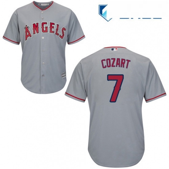 Youth Majestic Los Angeles Angels of Anaheim 7 Zack Cozart Authentic Grey Road Cool Base MLB Jersey 