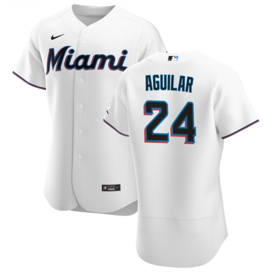Men Miami Marlins 24 Jesus Aguilar Men Nike White Home 2020 Flex Base Player MLB Jersey Men Miami Marlins 24 Jesus Aguilar Men Nike White Home 2020 Flex Base Player MLB Jersey