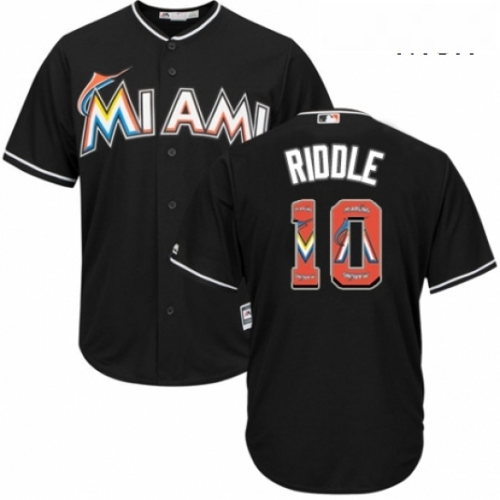 Mens Majestic Miami Marlins 10 JT Riddle Authentic Black Team Logo Fashion Cool Base MLB Jersey Mens Majestic Miami Marlins 10 JT Riddle Authentic Black Team Logo Fashion Cool Base MLB Jersey