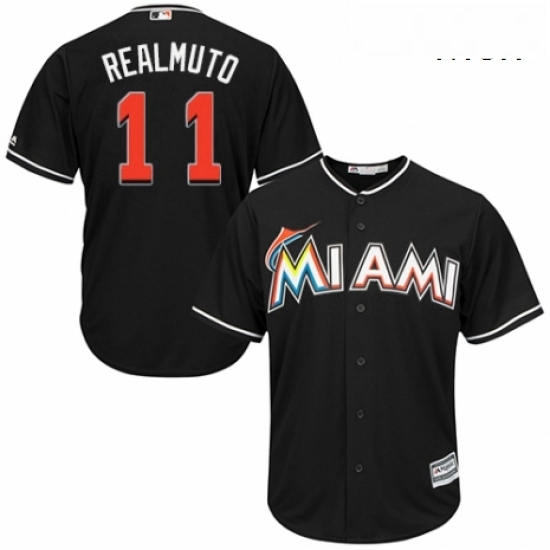 Mens Majestic Miami Marlins 11 J T Realmuto Replica Black Alternate 2 Cool Base MLB Jersey Mens Majestic Miami Marlins 11 J T Realmuto Replica Black Alternate 2 Cool Base MLB Jersey