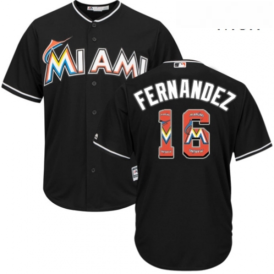 Mens Majestic Miami Marlins 16 Jose Fernandez Authentic Black Team Logo Fashion Cool Base MLB Jersey Mens Majestic Miami Marlins 16 Jose Fernandez Authentic Black Team Logo Fashion Cool Base MLB Jersey