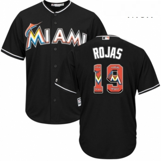 Mens Majestic Miami Marlins 19 Miguel Rojas Authentic Black Team Logo Fashion Cool Base MLB Jersey Mens Majestic Miami Marlins 19 Miguel Rojas Authentic Black Team Logo Fashion Cool Base MLB Jersey