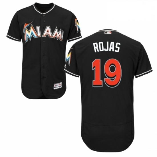 Mens Majestic Miami Marlins 19 Miguel Rojas Black Alternate Flex Base Authentic Collection MLB Jersey Mens Majestic Miami Marlins 19 Miguel Rojas Black Alternate Flex Base Authentic Collection MLB Jersey