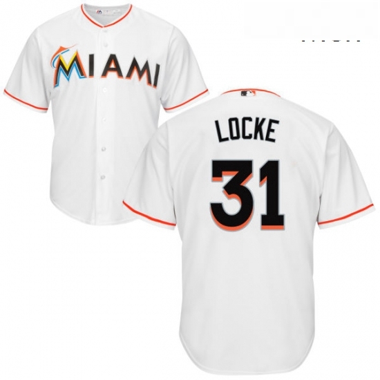 Mens Majestic Miami Marlins 31 Jeff Locke Replica White Home Cool Base MLB Jersey Mens Majestic Miami Marlins 31 Jeff Locke Replica White Home Cool Base MLB Jersey