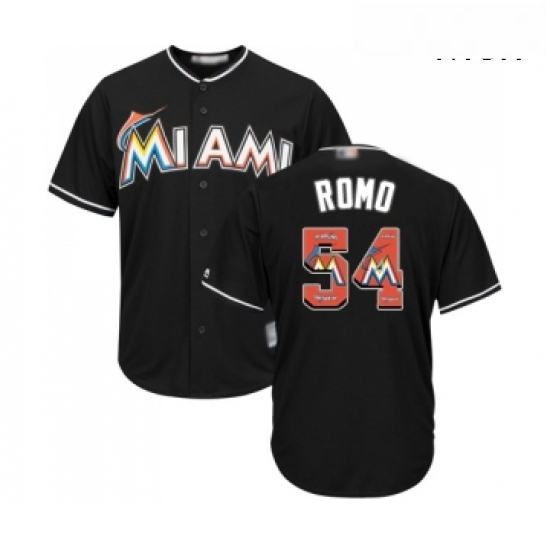 Mens Miami Marlins 54 Sergio Romo Authentic Black Team Logo Fashion Cool Base Baseball Jersey Mens Miami Marlins 54 Sergio Romo Authentic Black Team Logo Fashion Cool Base Baseball Jersey