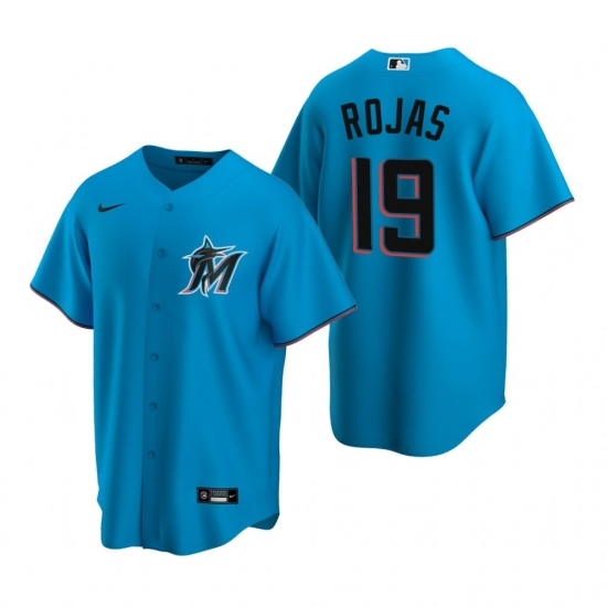 Mens Nike Miami Marlins 19 Miguel Rojas Blue Alternate Stitched Baseball Jersey Mens Nike Miami Marlins 19 Miguel Rojas Blue Alternate Stitched Baseball Jersey