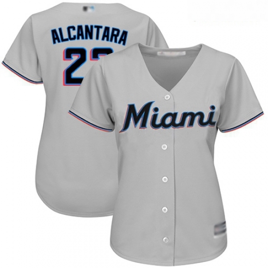 Marlins #22 Sandy Alcantara Grey Road Women Stitched Baseball Jersey Marlins #22 Sandy Alcantara Grey Road Women Stitched Baseball Jersey