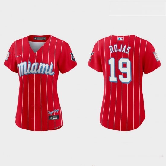 Miami Marlins 19 Miguel Rojas Women Nike 2021 City Connect Authentic MLB Jersey Red Miami Marlins 19 Miguel Rojas Women Nike 2021 City Connect Authentic MLB Jersey Red