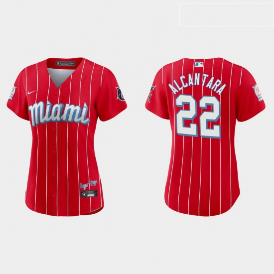 Miami Marlins 22 Sandy Alcantara Women Nike 2021 City Connect Authentic MLB Jersey Red Miami Marlins 22 Sandy Alcantara Women Nike 2021 City Connect Authentic MLB Jersey Red
