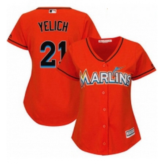 Womens Majestic Miami Marlins 21 Christian Yelich Replica Orange Alternate 1 Cool Base MLB Jersey Womens Majestic Miami Marlins 21 Christian Yelich Replica Orange Alternate 1 Cool Base MLB Jersey