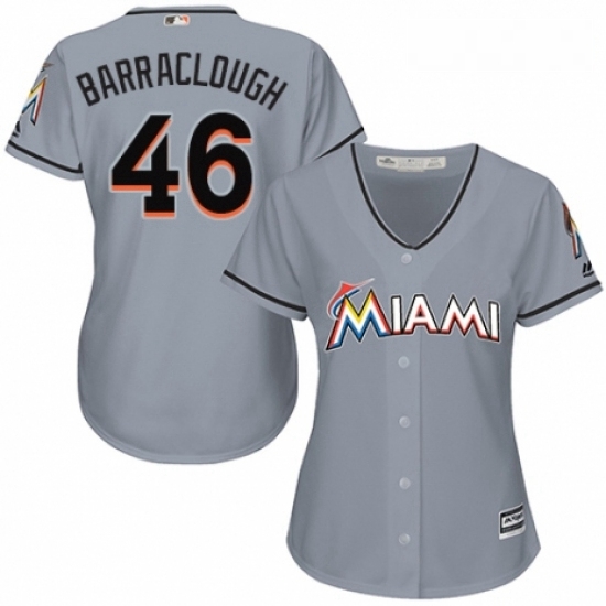 Womens Majestic Miami Marlins 46 Kyle Barraclough Authentic Grey Road Cool Base MLB Jersey Womens Majestic Miami Marlins 46 Kyle Barraclough Authentic Grey Road Cool Base MLB Jersey