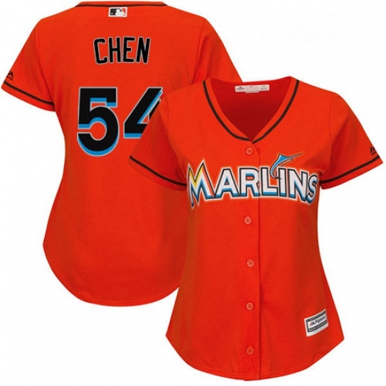 Womens Majestic Miami Marlins 54 Wei Yin Chen Replica Orange Alternate 1 Cool Base MLB Jersey Womens Majestic Miami Marlins 54 Wei Yin Chen Replica Orange Alternate 1 Cool Base MLB Jersey