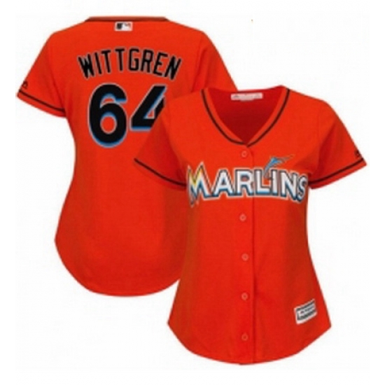 Womens Majestic Miami Marlins 64 Nick Wittgren Replica Orange Alternate 1 Cool Base MLB Jersey Womens Majestic Miami Marlins 64 Nick Wittgren Replica Orange Alternate 1 Cool Base MLB Jersey