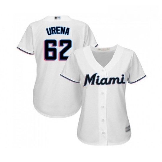 Womens Miami Marlins 62 Jose Urena Replica White Home Cool Base Baseball Jersey Womens Miami Marlins 62 Jose Urena Replica White Home Cool Base Baseball Jersey