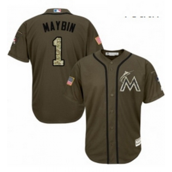 Youth Majestic Miami Marlins 1 Cameron Maybin Authentic Green Salute to Service MLB Jersey Youth Majestic Miami Marlins 1 Cameron Maybin Authentic Green Salute to Service MLB Jersey