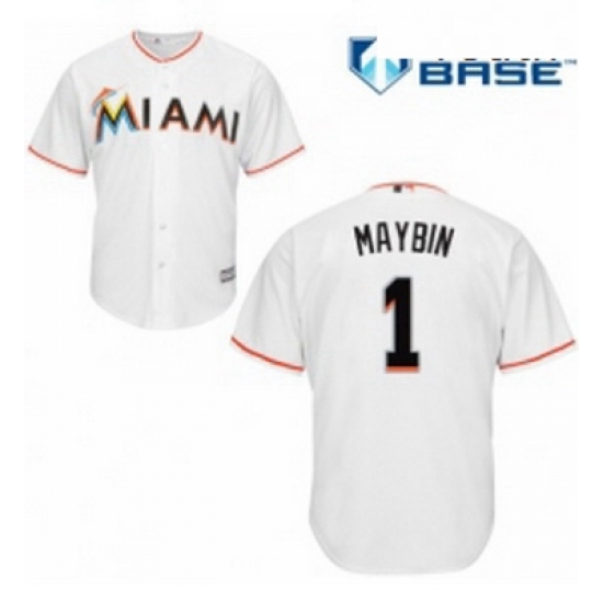 Youth Majestic Miami Marlins 1 Cameron Maybin Authentic White Home Cool Base MLB Jersey Youth Majestic Miami Marlins 1 Cameron Maybin Authentic White Home Cool Base MLB Jersey