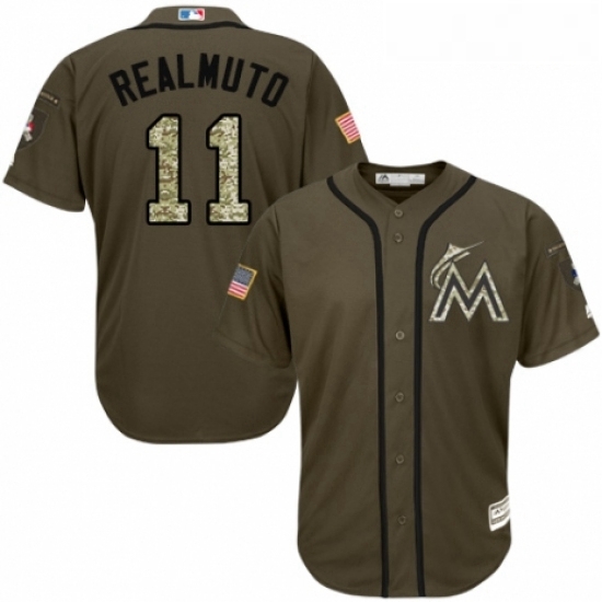 Youth Majestic Miami Marlins 11 J T Realmuto Authentic Green Salute to Service MLB Jersey Youth Majestic Miami Marlins 11 J T Realmuto Authentic Green Salute to Service MLB Jersey