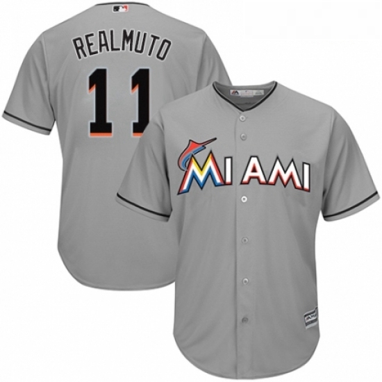 Youth Majestic Miami Marlins 11 J T Realmuto Authentic Grey Road Cool Base MLB Jersey Youth Majestic Miami Marlins 11 J T Realmuto Authentic Grey Road Cool Base MLB Jersey